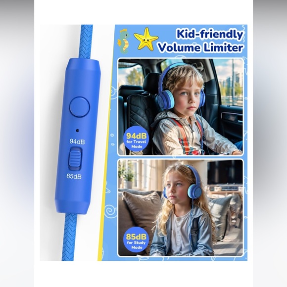 Blue Wired Headphones - Picture 2 of 6